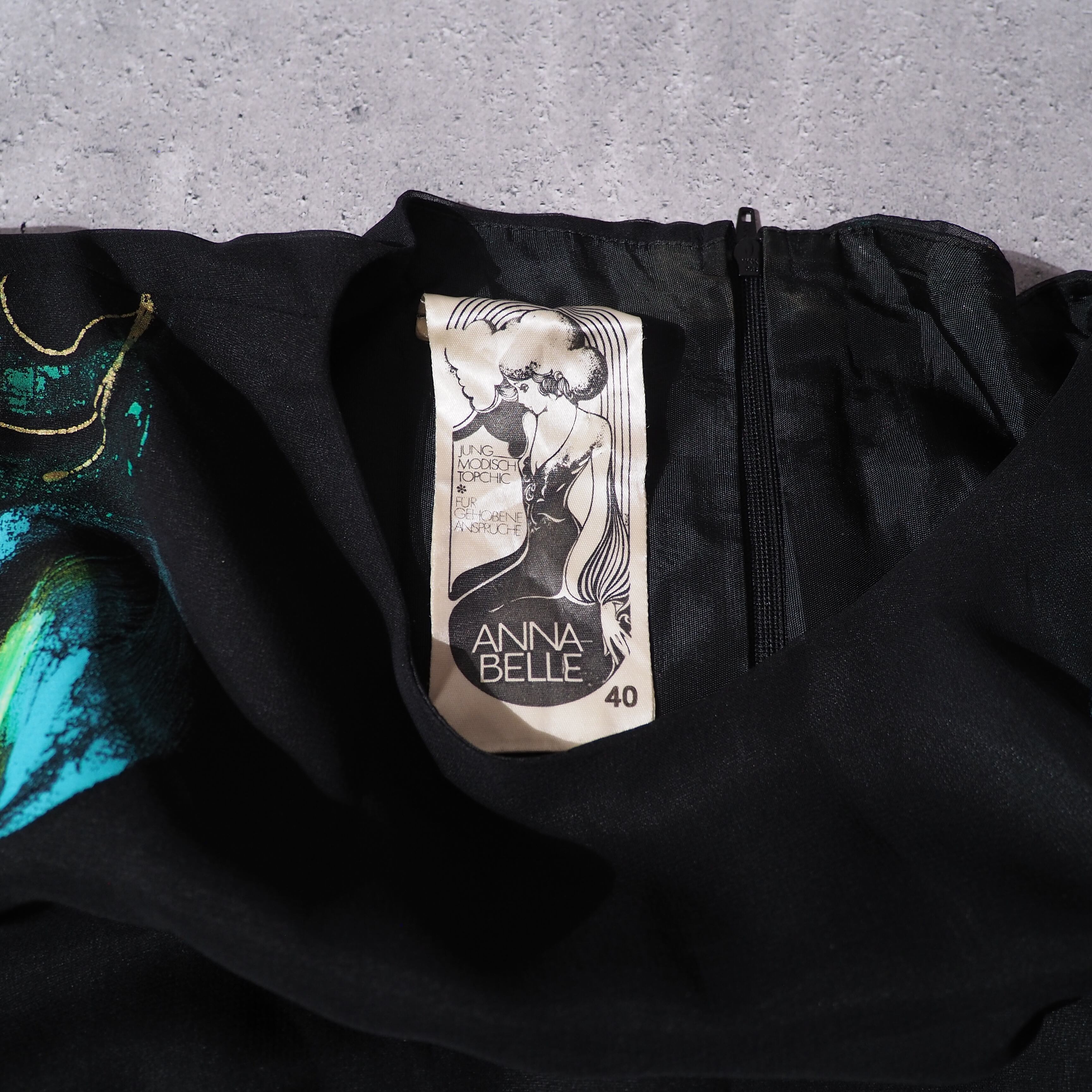 cold flower painted × asymmetry frill vintage onepiece dress