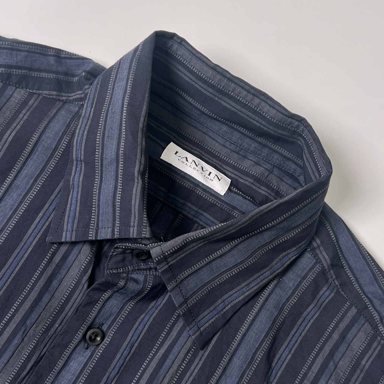 LANVIN COLLECTION ランバン ストライプ 長袖シャツ M/ダークグレー系 メンズ