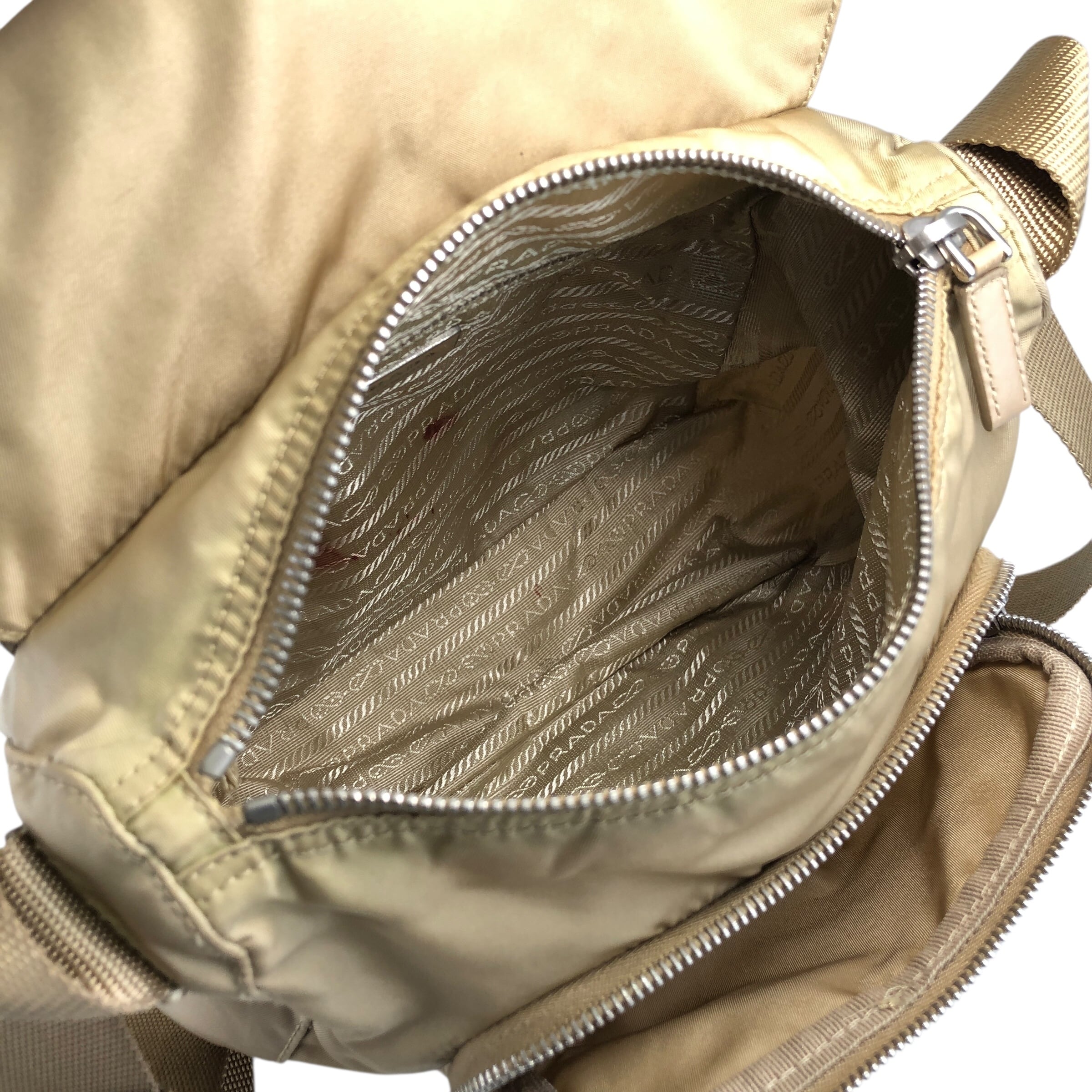 良品 PRADA プラダ 三角ロゴ ナイロン ショルダー ベージュ a3536 PRADA（プラダ） 三角ロゴ ショルダーバッグ - ベージュ レディース