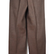 INTERIM / INDIA WOOL CLASSIC HERRINGBONE WITH LEATHER PIPING 2-TUCK STRAIGHT SLACKS