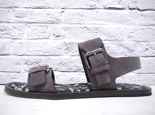 【希少モデル】LOUIS VUITTON ルイ・ヴィトン メンズ スエード レザー ダブルストラップ フラット サンダル 5 1/2 グレージュｘカモフラ◆
