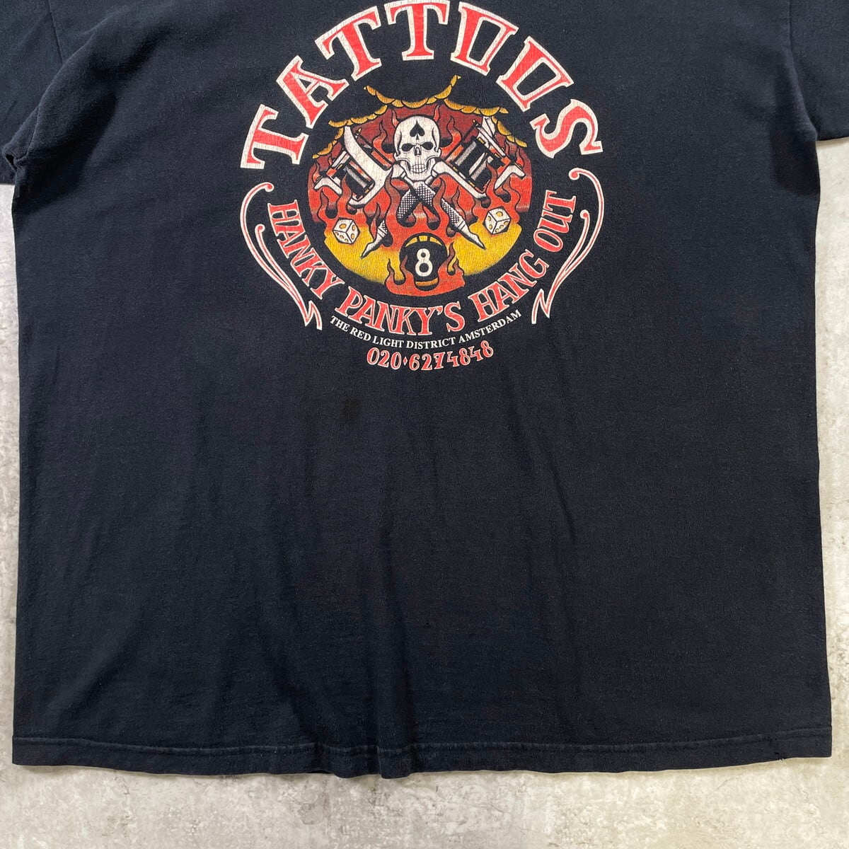 90S ビンテージ スカルプリント Tシャツ タトゥーデザイン L相当 90年代 TATTOOS タトゥーショップ スカル プリントTシャツ メンズXL