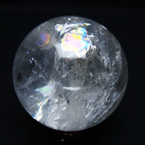 水晶 丸玉 虹入り 60mm スフィア 置物 水晶玉 一点物 151-8741