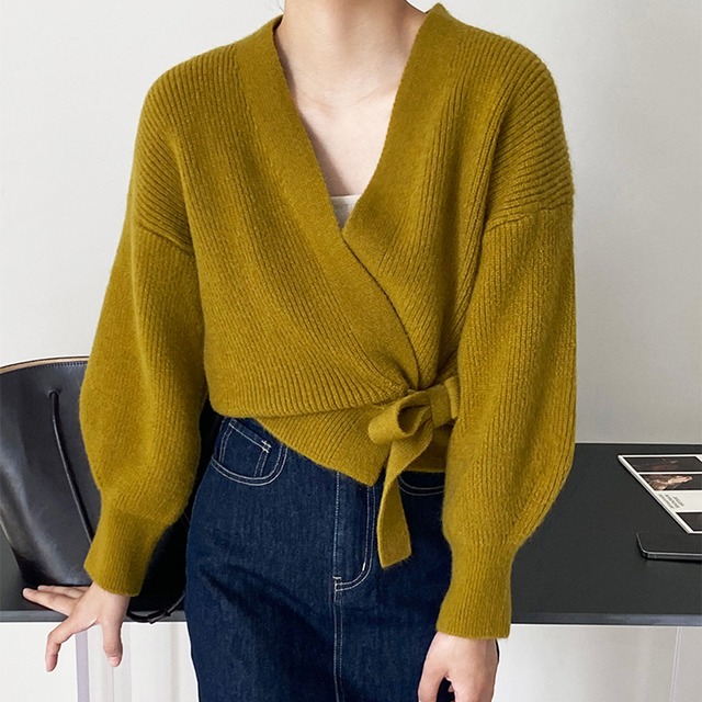 リボンクロスニットトップス K0384