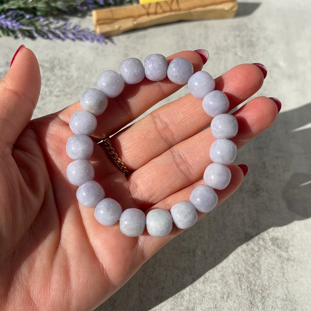ミャンマー産 ラベンダー翡翠 ブレスレット｜やわらかな紫灰色の翡翠