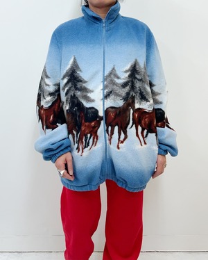 90s horse print fleece jacket