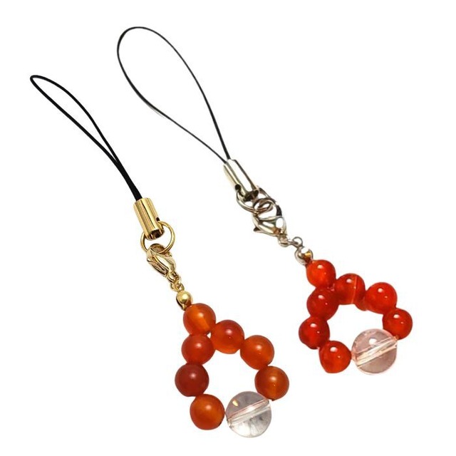 7月の誕生石 オレンジカーネリアン クリスタル ストラップ パワーストーン 天然石  携帯ストラップ スマホ スピリチュアル お守り グッズ 幸運 開運 プレゼント ラッピング無料 メール便 送料無料