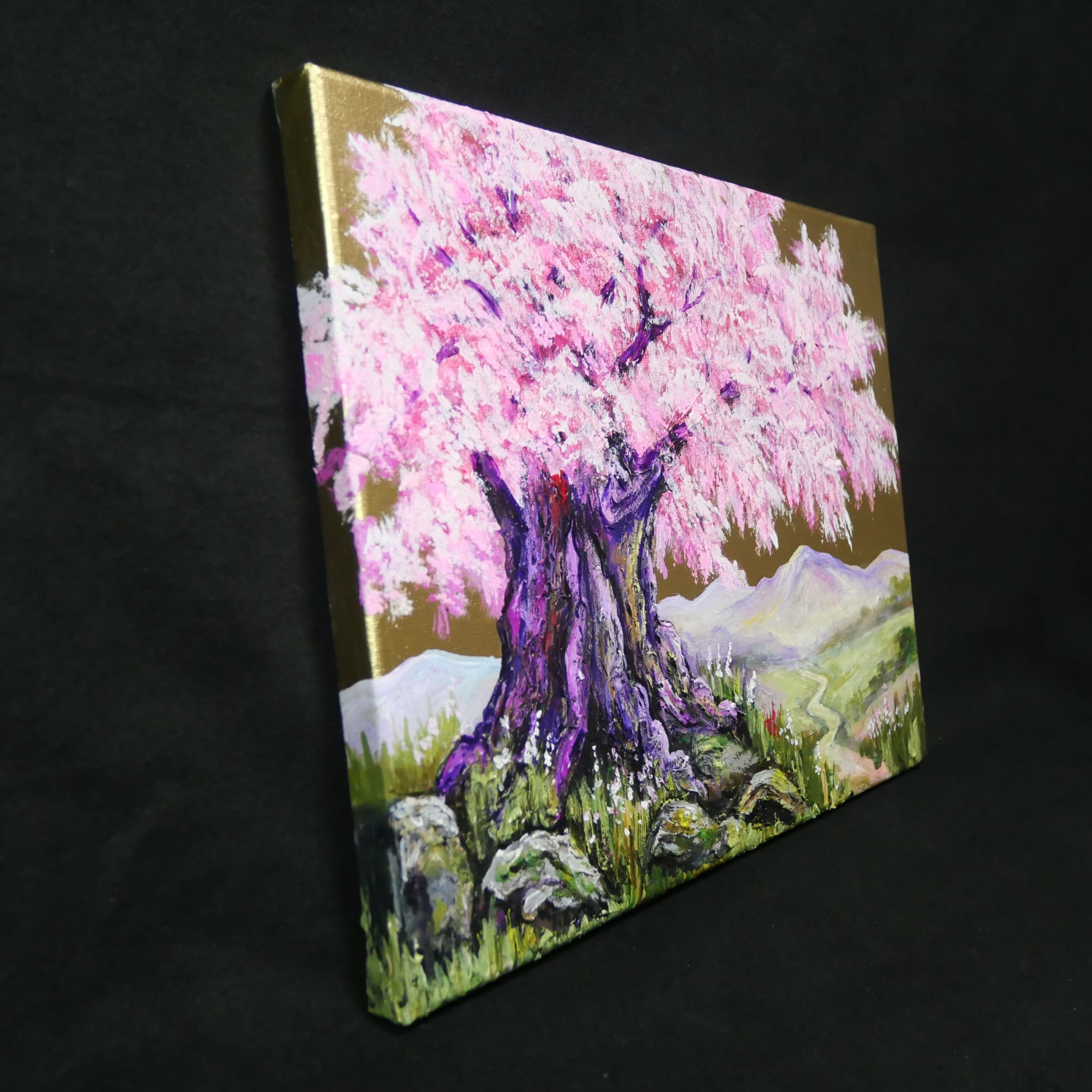 油絵 原画【千年の桜】春の風景画・桜の絵｜インテリア・絵画