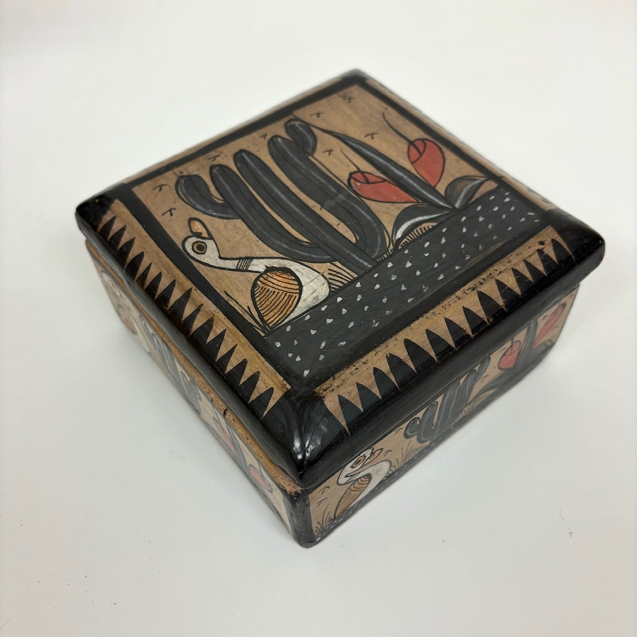 ■希少■メキシコ・トナラ陶器箱■ヴィンテージ・トナラ焼き・Mexico・小物入れ Mexico メキシコ トナラ焼き ハンドペイント 小物入れ ジュエリー