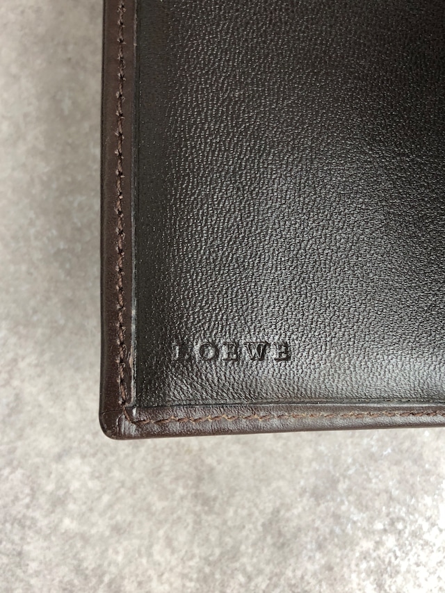 LOEWE ロエベ 財布 ベージュ アナグラム レザー キャンバス 二つ折り vintage ヴィンテージ オールド etbwwx