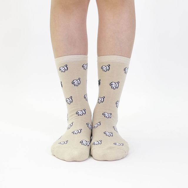 【matsui】SOCKS ドッグパターン -ベージュ- ソックス