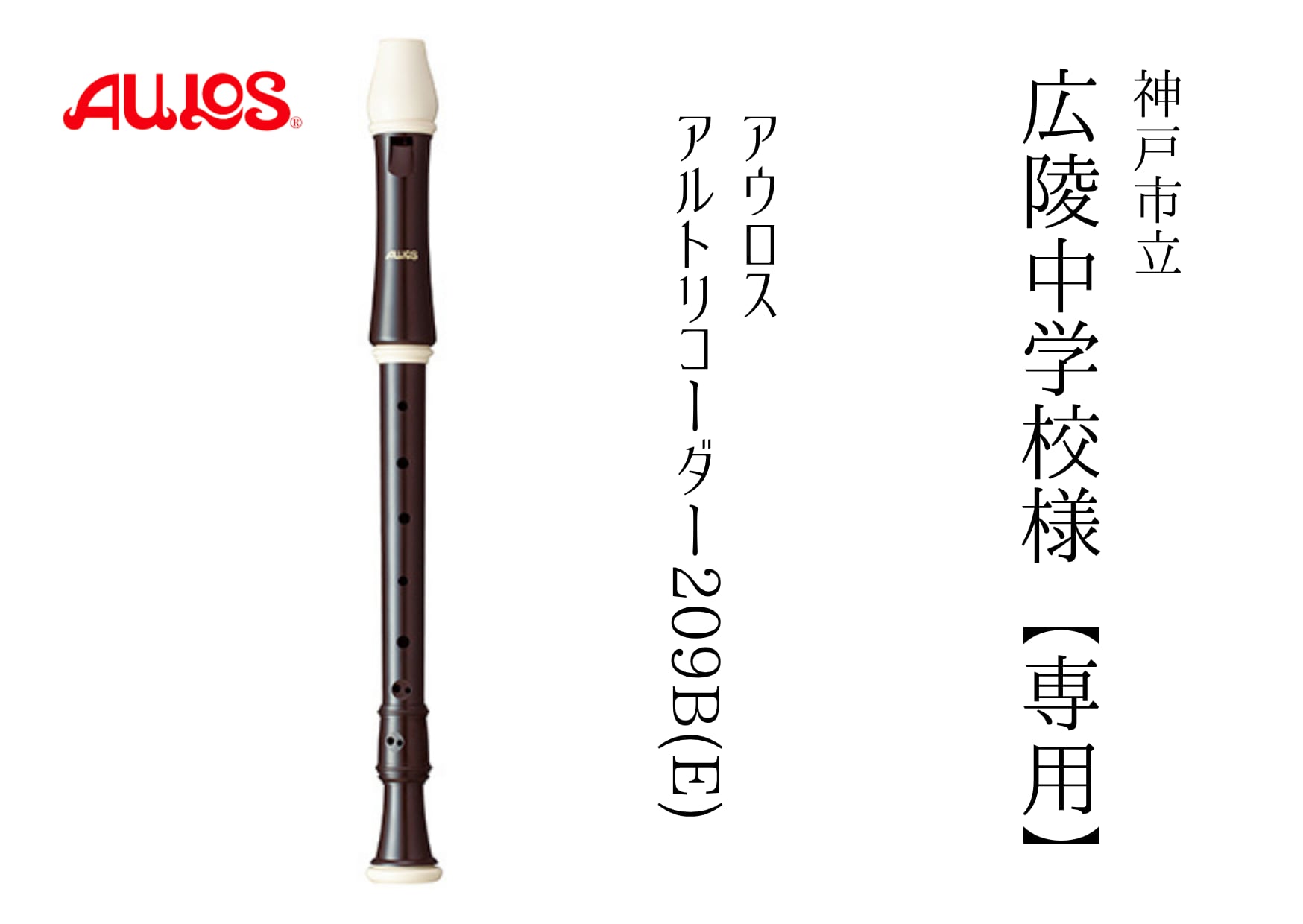 【神戸市立広陵中学校専用商品】アウロス　アルトリコーダー　209B（E）