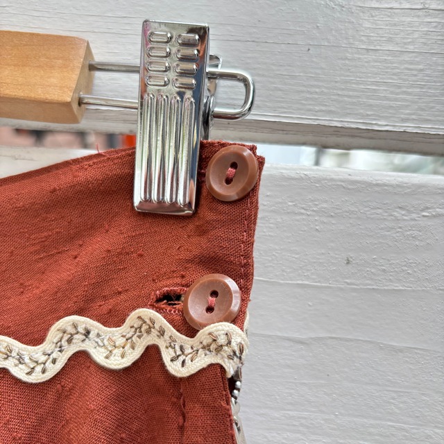 40’s brown rick rack embroidery circular skirt