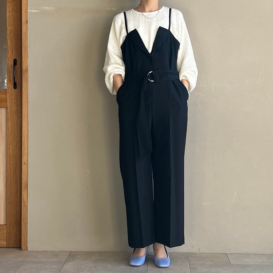 HERENCIA 】ベルト付 ジャケットラペル サロペット(無地) | valance