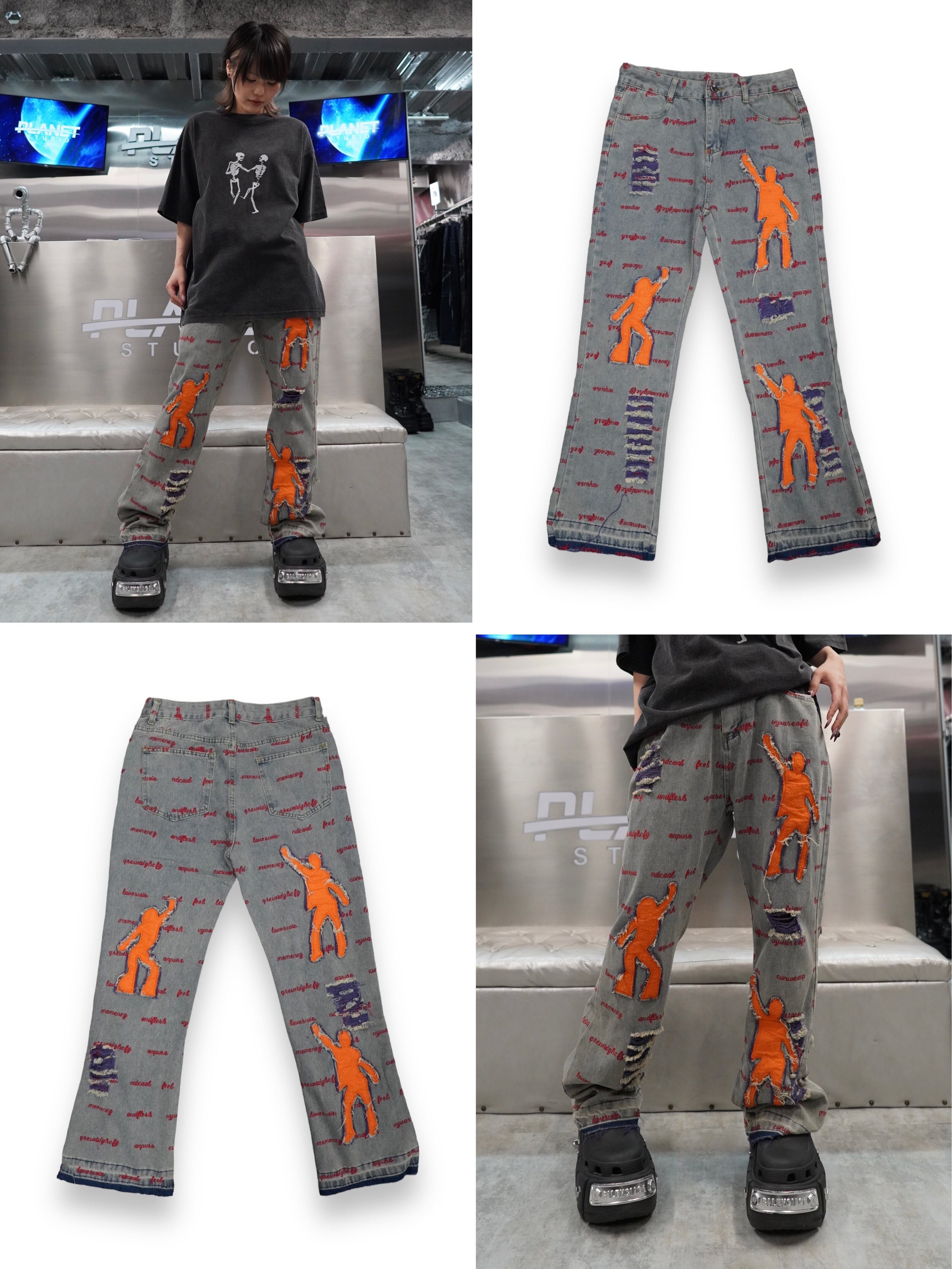 【PLANET STUDIO】embroiery design denim pants