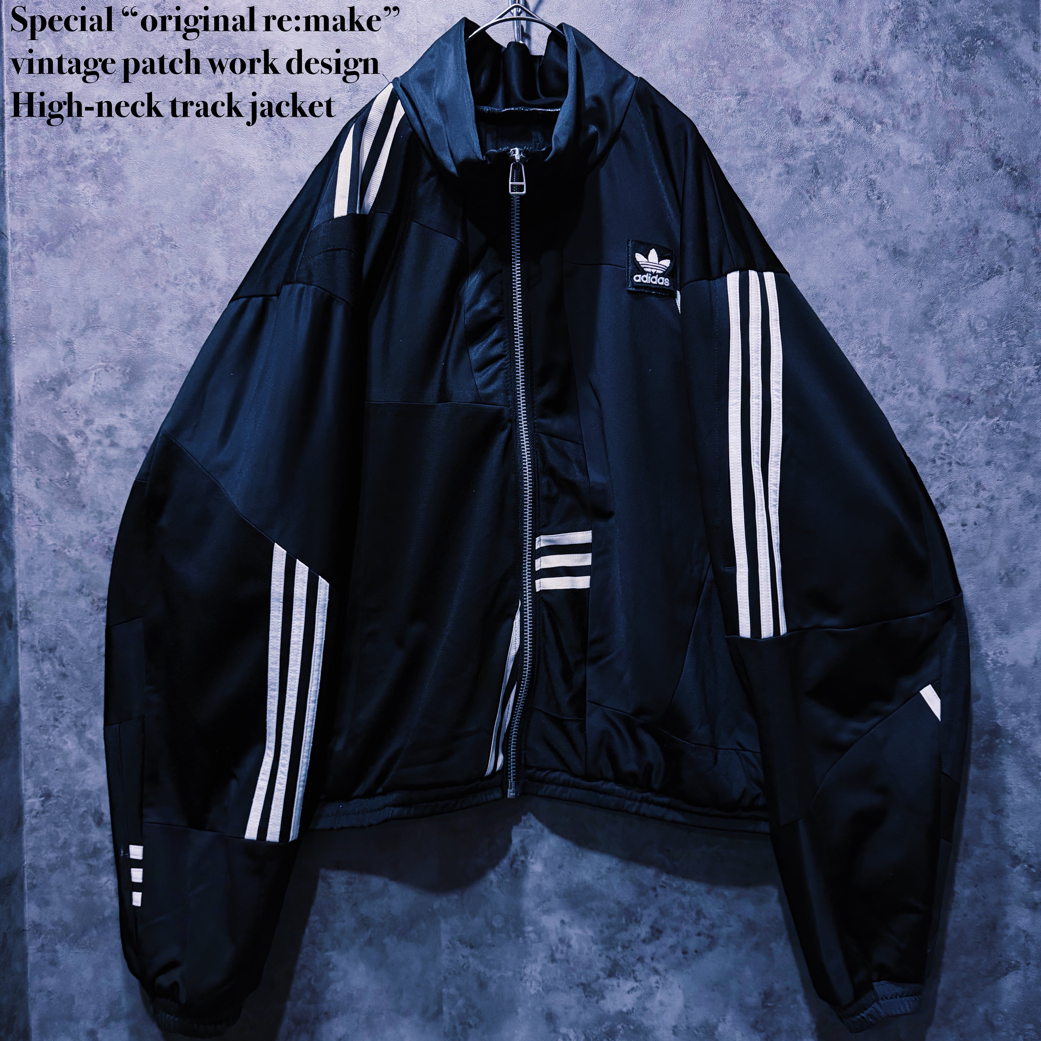 【doppio】Special “original re:make” vintage patch work design High-neck track jacket