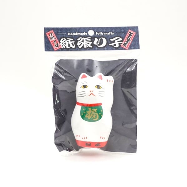 ビックサイズ張り子マグネット 招き猫 白 | ゆい吉