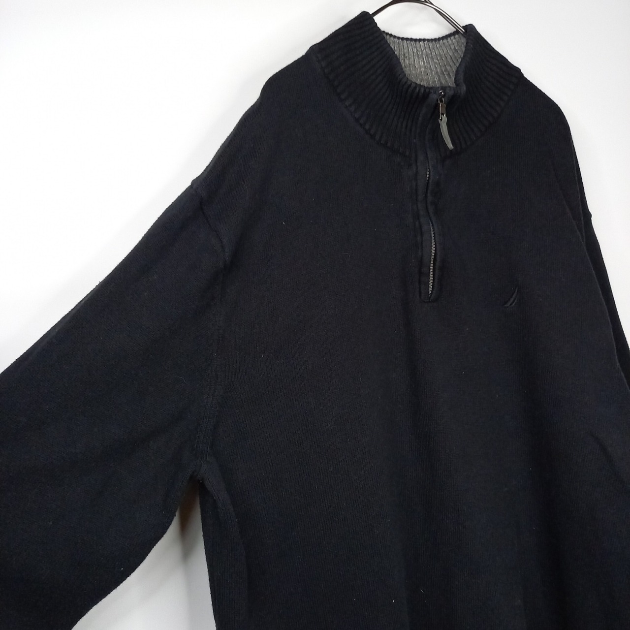 ノーティカ　ハーフジップ　コットン　ニット　セーター　オーバーサイズ　刺繍ロゴ