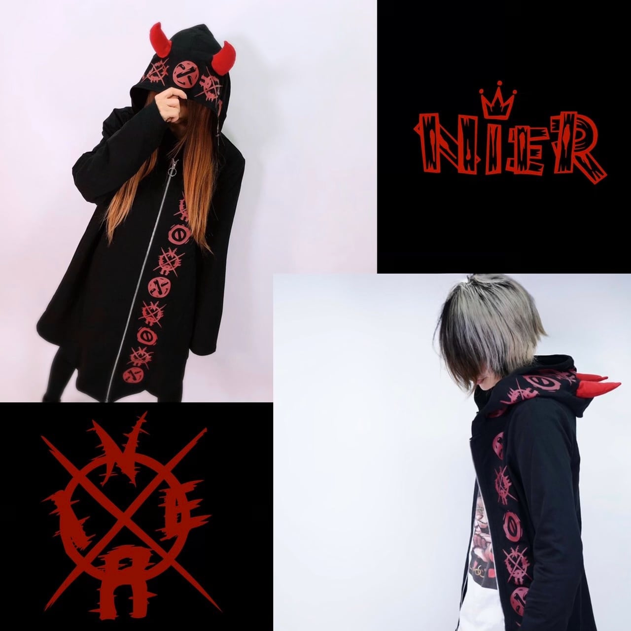 NieR 【完売品】 ユニセックス RED DEVILS ZIP HOODIE