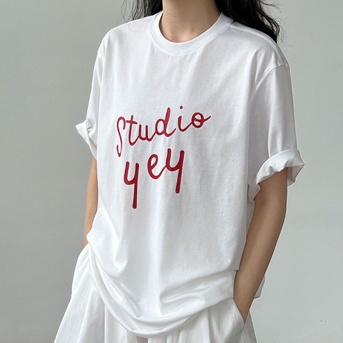 logo print design crew neck t-shirt　L0518