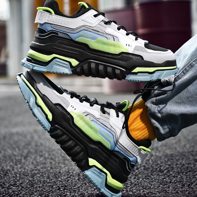 【予約販売】スニーカー ダッド メンズ アグリースニーカー 厚底 靴 ブルー ブラック ホワイト カラフル お洒落 カジュアル ストリート 24.5cm/25cm/25.5cm/26cm/26.5cm/27cm