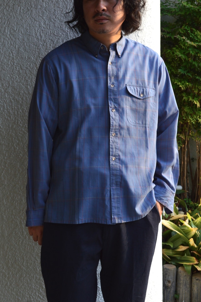Peter ENGLAND 1990's From UK Multi Plaid Check Cotton Voile Old Shirt PolyBlend 90s euro コットンボイルシャツ