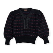 90s YVES SAINT LAURENT tricots イヴサンローラン トリコット リボン デザイン ウールニットセーター /ブラック/オールド/ビンテージ
