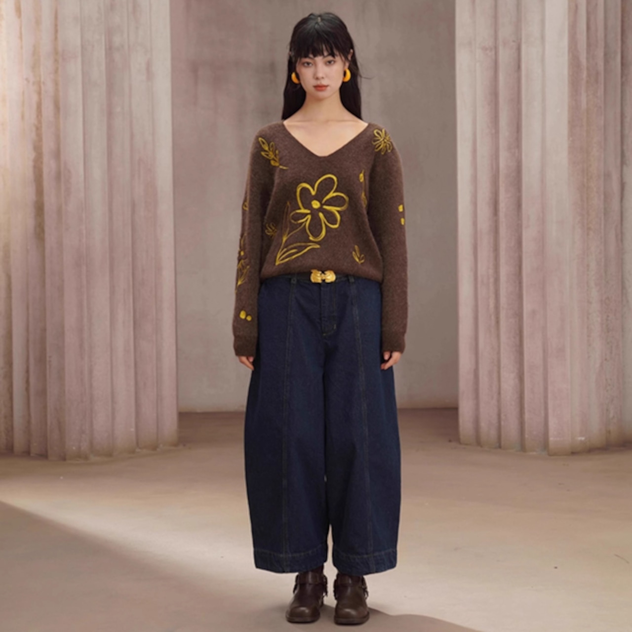 藍の庭を歩く幻のワイドデニム 《C0260》