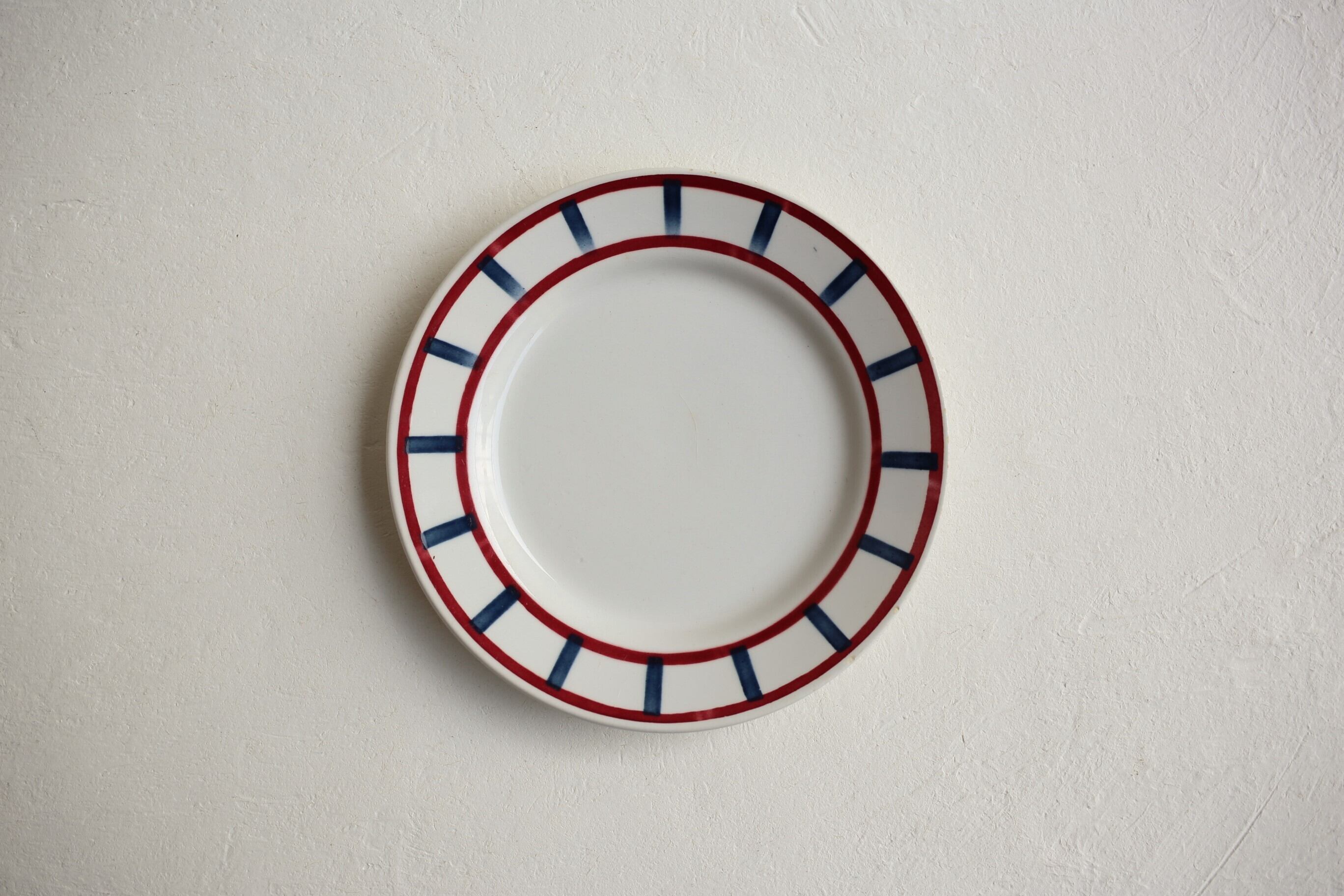 フランス アンティーク ヴィンテージ Badonviller バスク柄 ケーキ皿 18.2cm N-03456a