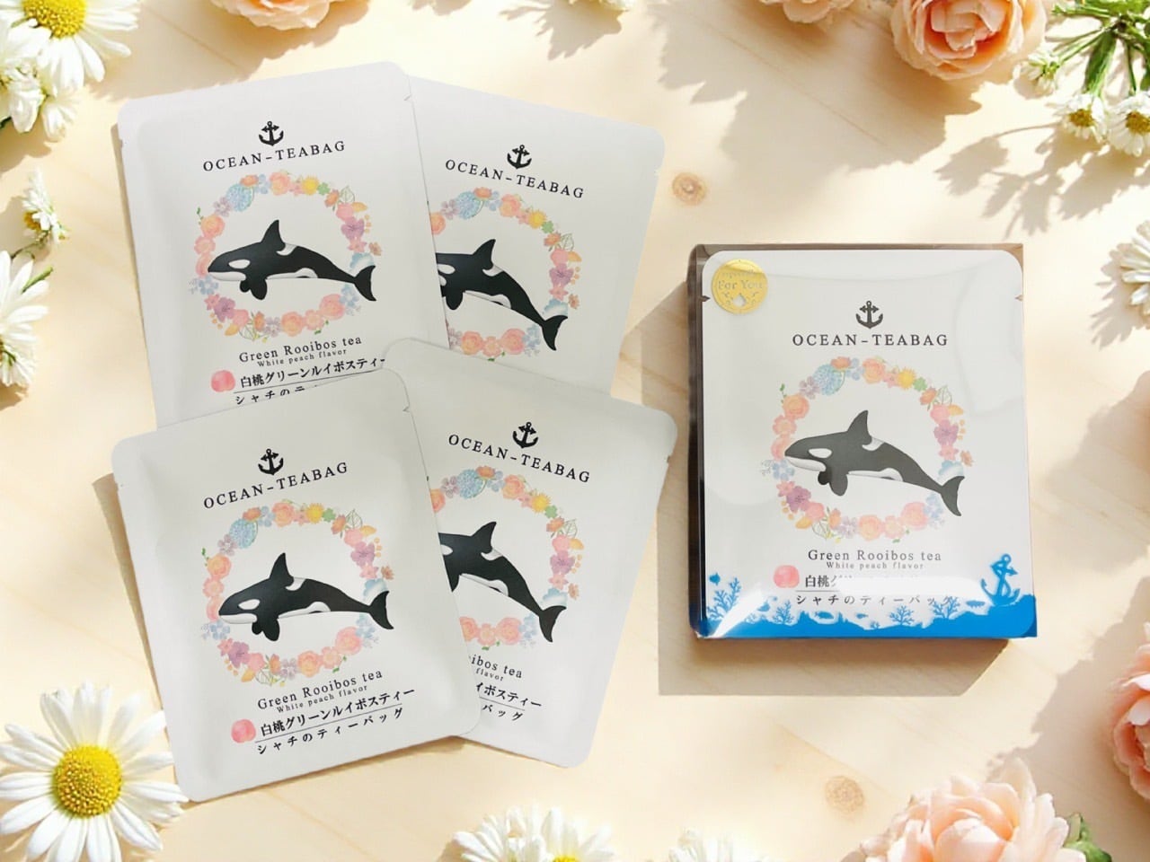 シャチのティーバッグ 白桃グリーンルイボスティー 4p入 | オーシャン