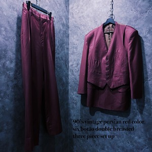 【doppio】90’s vintage persian red color six botão double breasted three piece set up