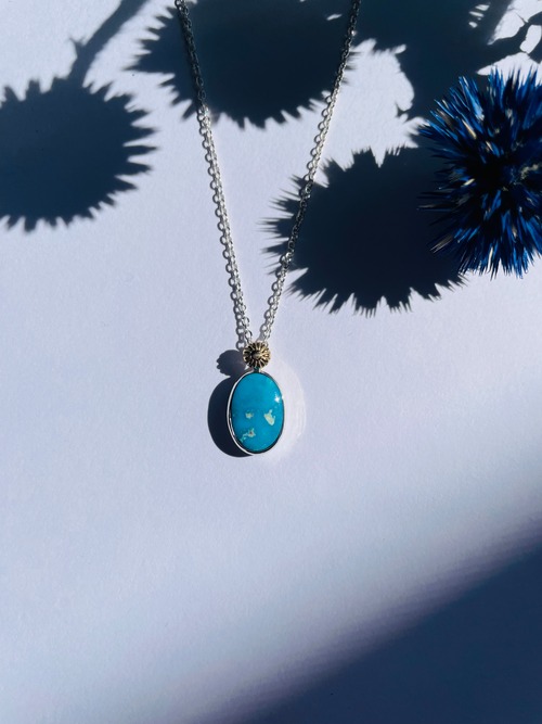 Kingman Turquoise 18k concho pendant necklace