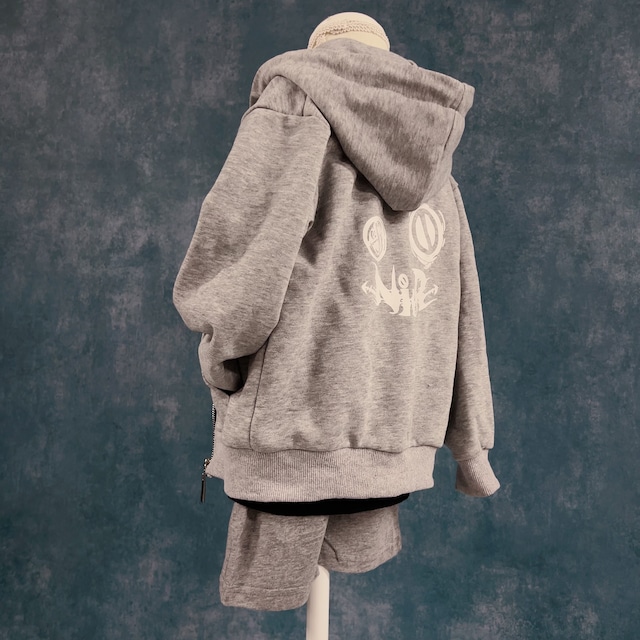 【kids】FACE LOGO GRAY ZIP PARKA (90〜110cm)