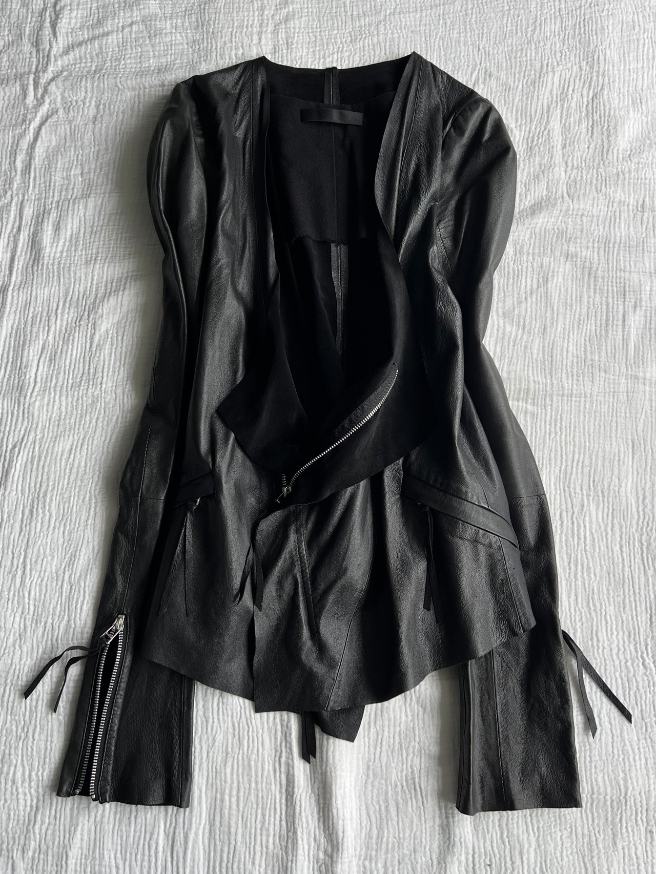 "EKAM" No collar Leather Jacket