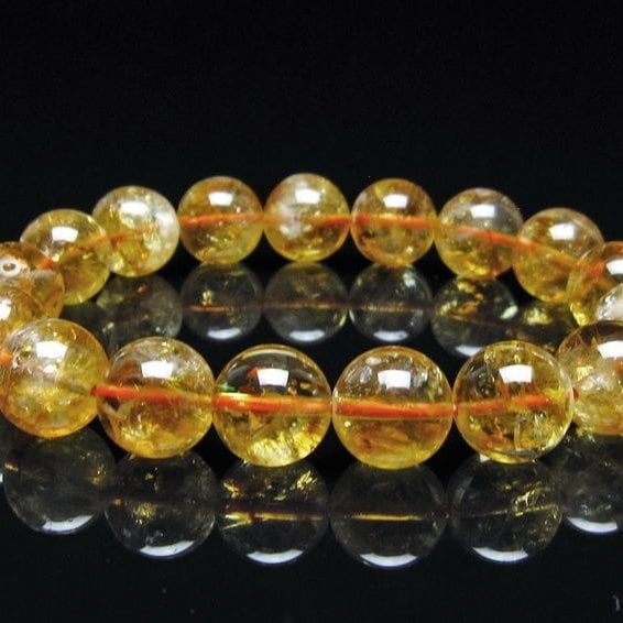 シトリン ブレスレット 虹入り 12mm シトリンクォーツ ブレス メール便可 一点物 111-50485