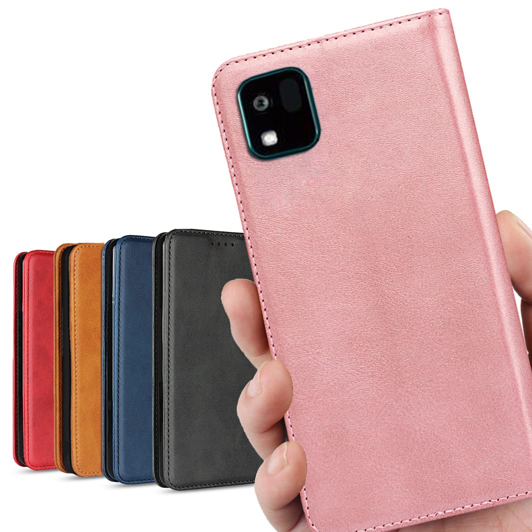 京セラ かんたんスマホ3 A205KC ケース 手帳型 ワイモバイル 適用 簡単スマホ3 手帳ケース カバー スマホケース カードケース Y!mobile simフリー 携帯カバー 手帳 耐衝撃 財布 case iCoverCase 内蔵マグネット 携帯カバー カード入れ スタンド機能 落ち着いた色 レトロ ピンク