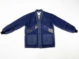 21SS デニム&古布パッチワーク着物ブルゾンシャツ / Natural stretch denim kimono blouson shirts