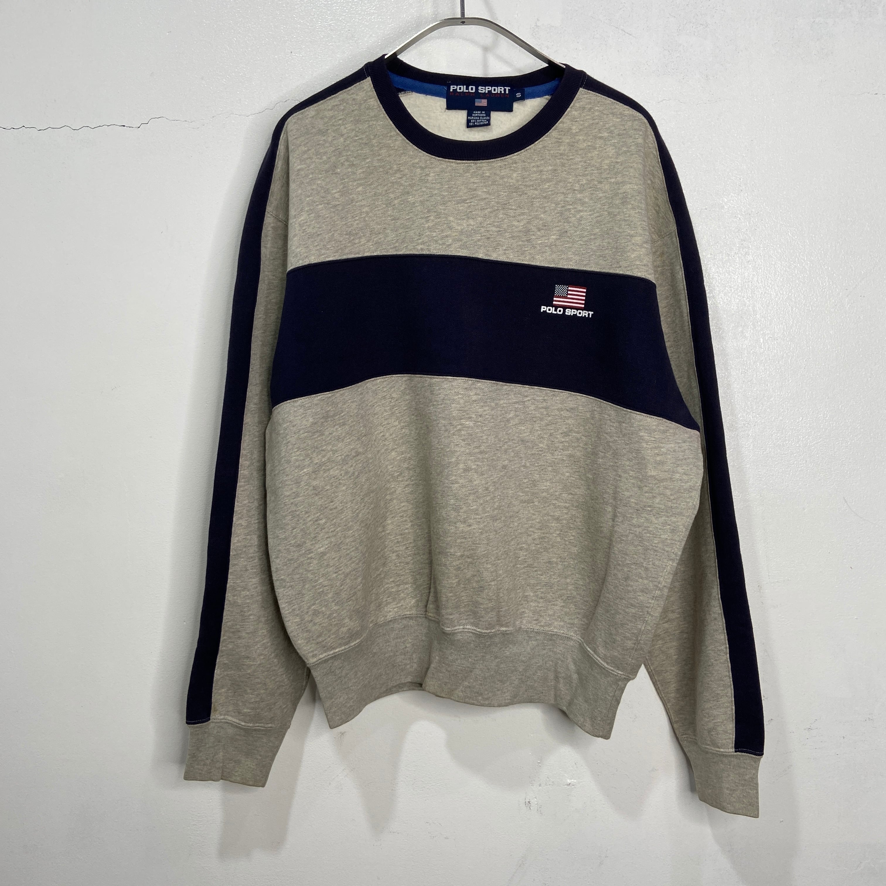 90s POLOSPORT ポロスポーツ ワンポイントロゴ切り替えスウェット S