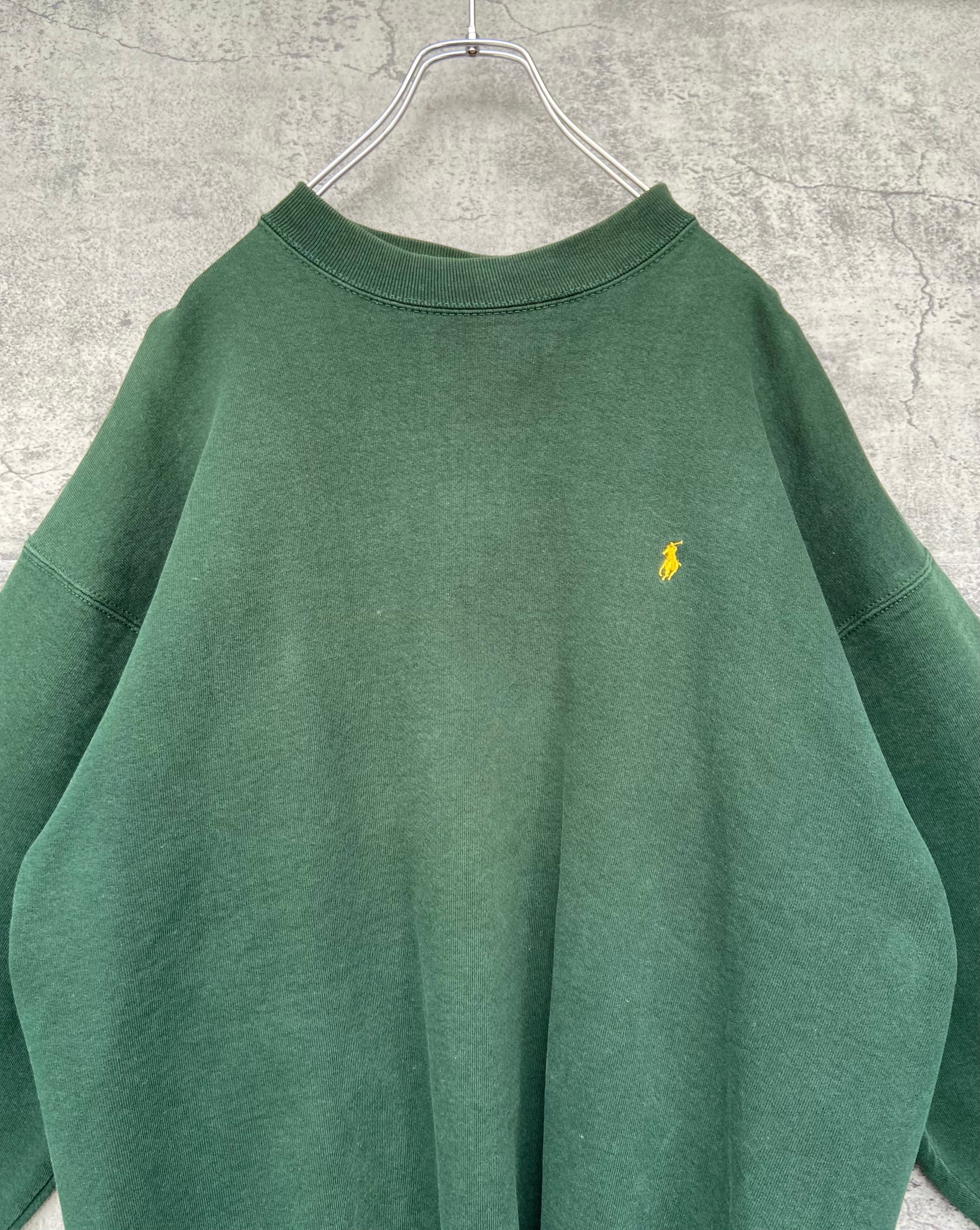 90s POLO Ralph Lauren ポロラルフローレン  刺繍 肉厚 スウェット 緑 XL トレーナー