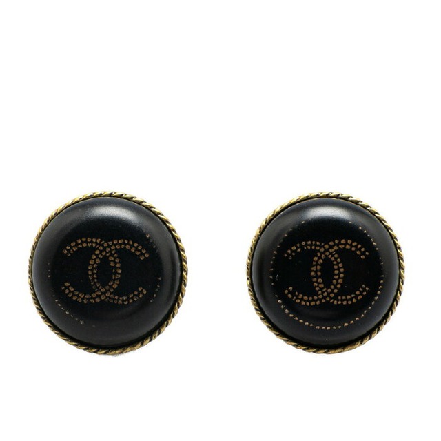 シャネル ココマーク イヤリング ブラック ゴールド メッキ プラスチック レディース CHANEL 【中古】