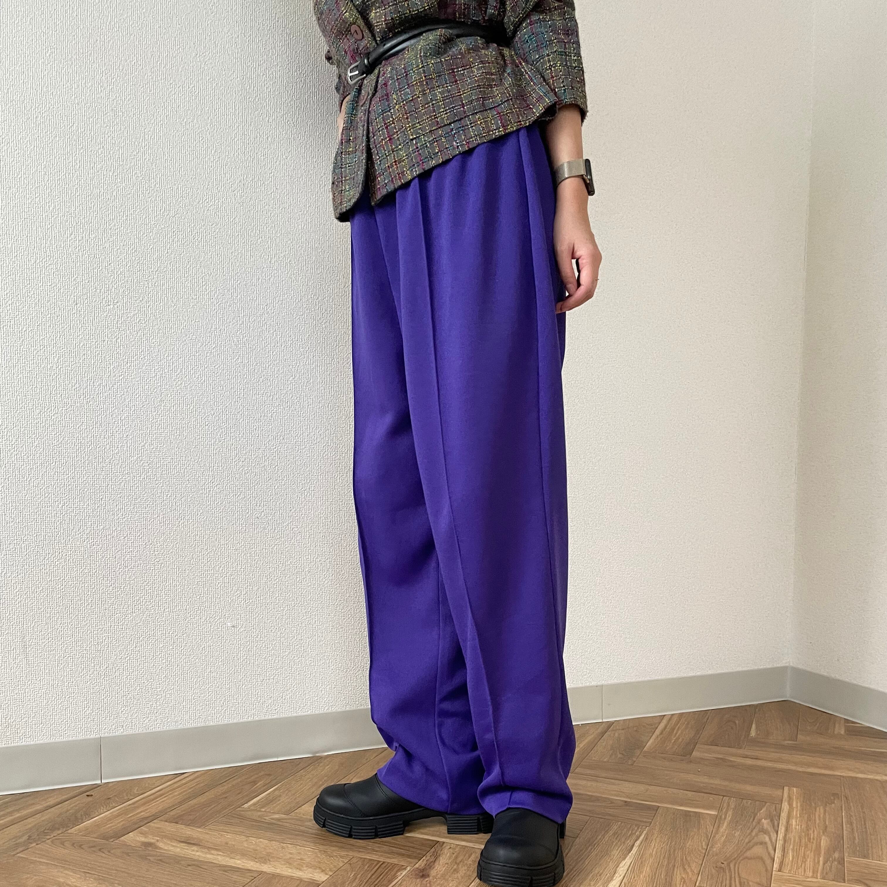 purple pants ｜ 紫 パープル パンツ センタープレス スラックス 古着