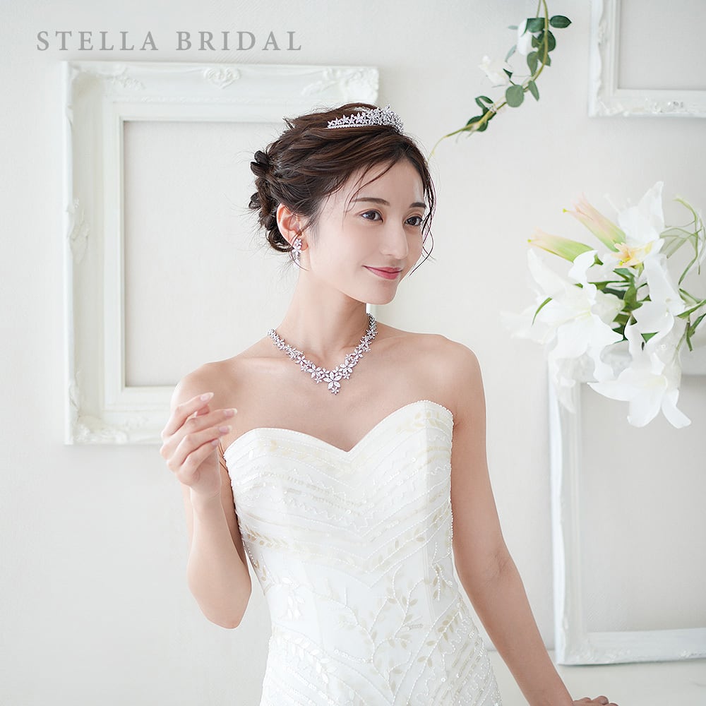 キュービックジルコニア ウェディングジュエリーセット マーキス