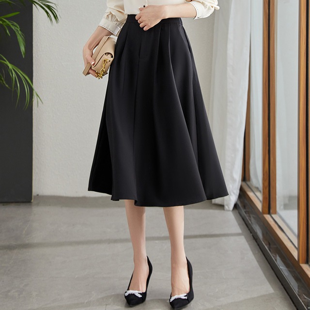 【スカート】 フレア スカート レディース きれいめ 可愛い ハイウエスト ロングスカート 春 夏 秋 冬 20代 30代 40代 50代 フレアスカート ブラック 黒 カーキ  S M L XL