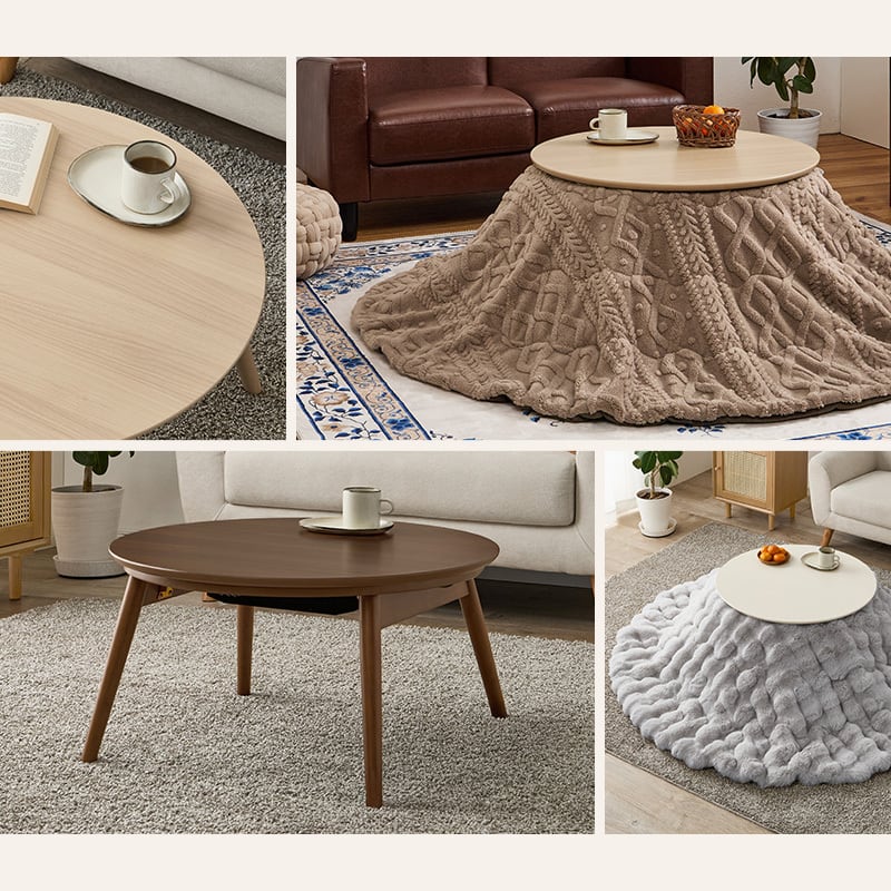 【完成品】円形折れ脚カジュアルコタツ こたつテーブル ローテーブル リビングテーブル 3色展開 幅68cm