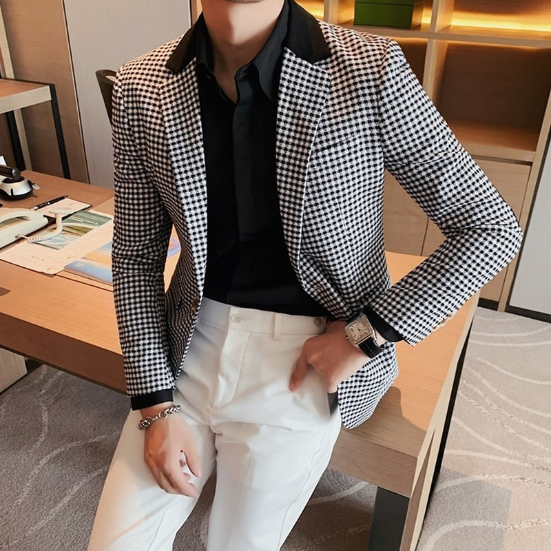 シングルボタン ブロックチェックジャケット 2カラー LB0283