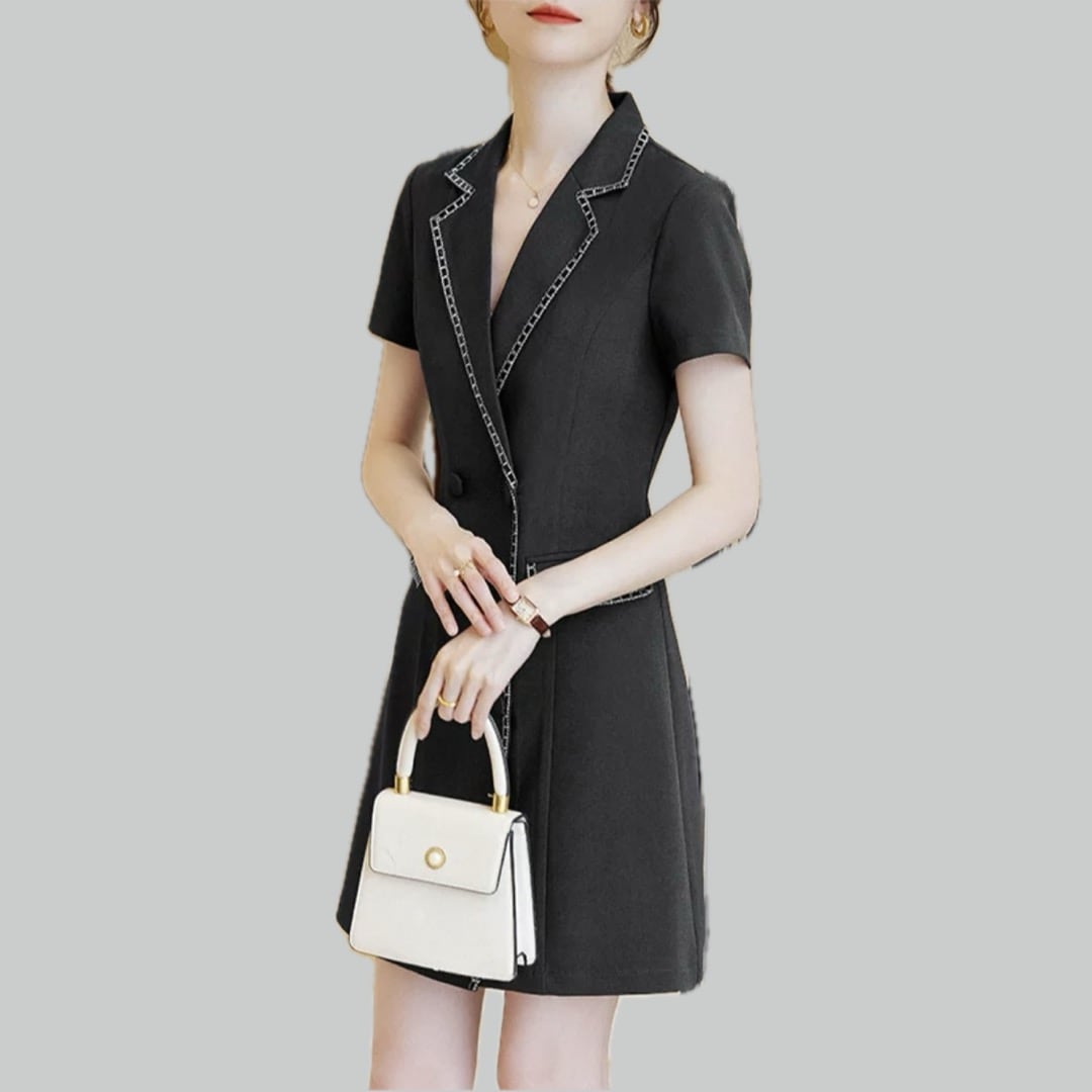 Short sleeve double jacket style dress 00069