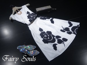 ☆9号(M)☆薔薇柄シフォンピュアホワイトのワンピース(OPN5431)