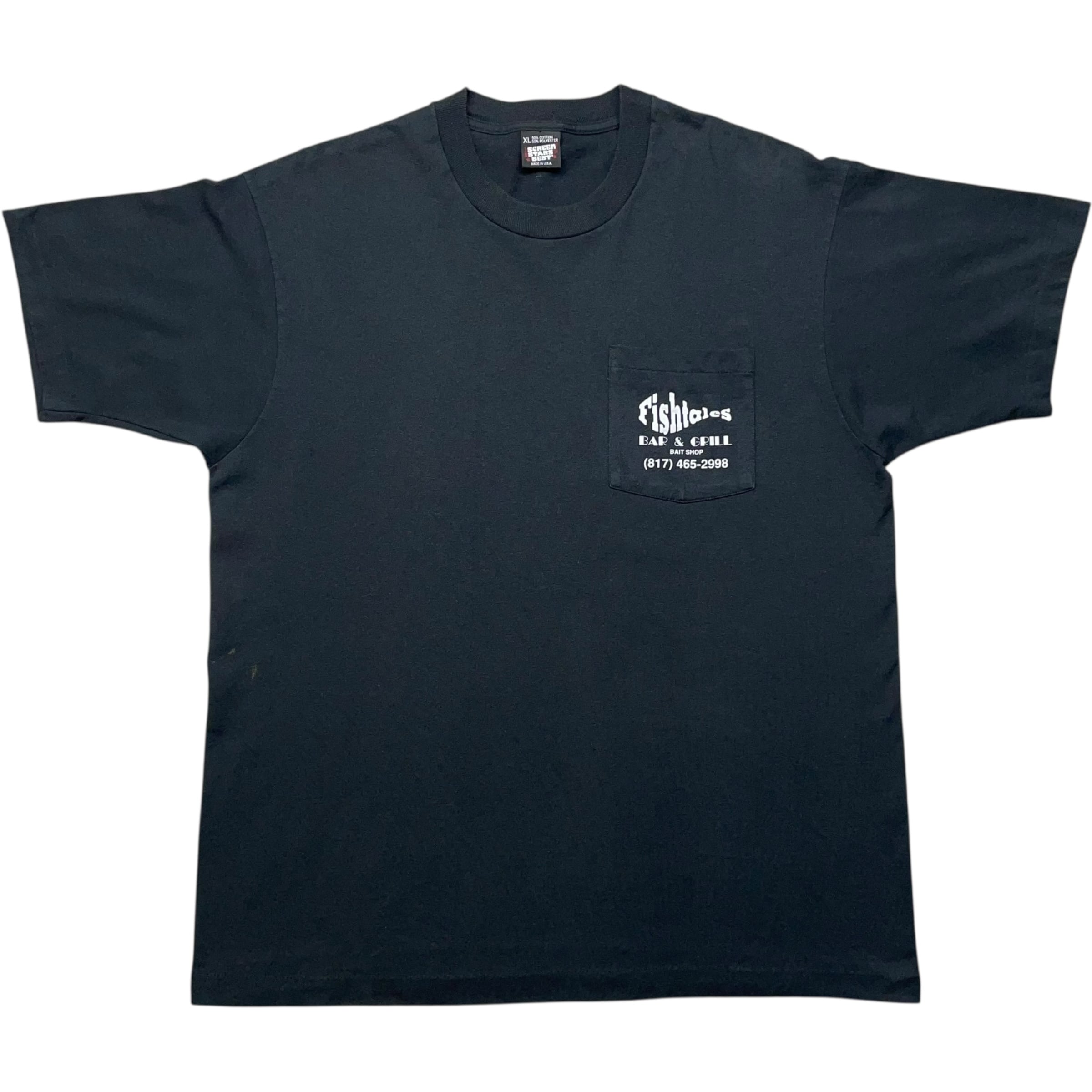 《XL》 SCREEN STARS スクリーンスターズ Tシャツ 胸ポケット 釣具店 プリント ブラック USA製 90年代 vintage no.8784