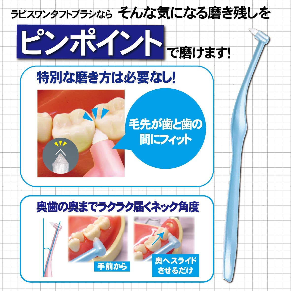 L APIS：ラピス ワンタフトブラシ 部分磨き 矯正用 すきま 歯間