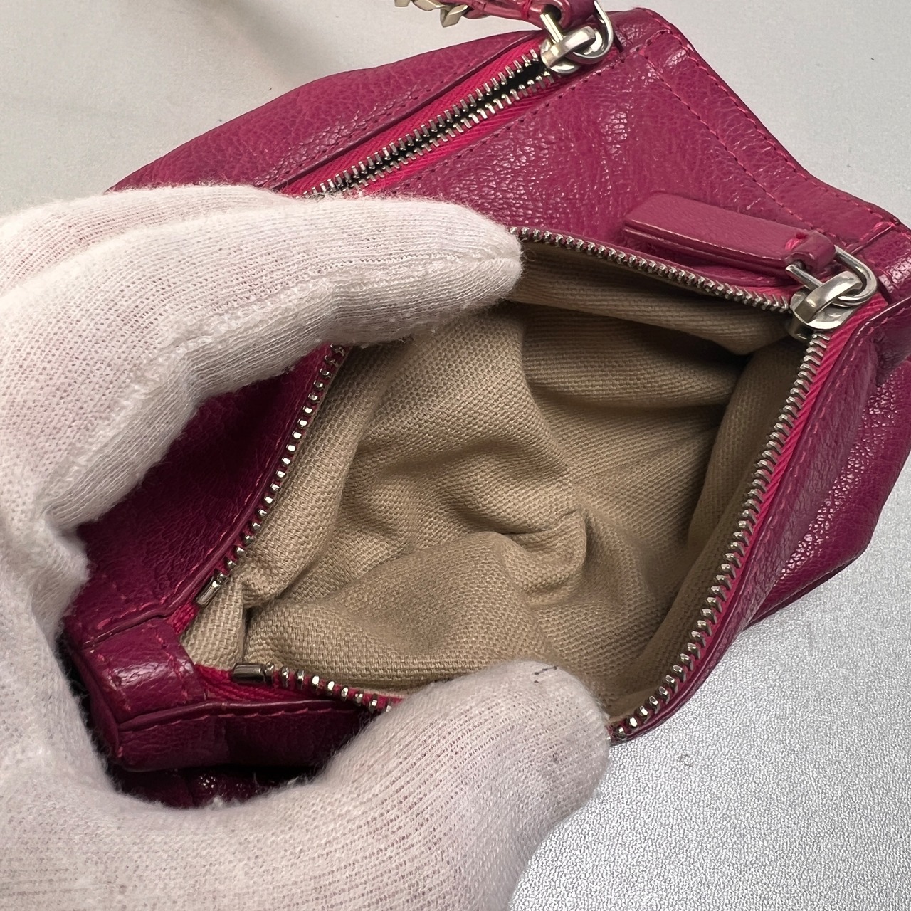 GIVENCHY ジバンシィ パンドラ ポーチ レザー ハンドバッグ パープル A-14096